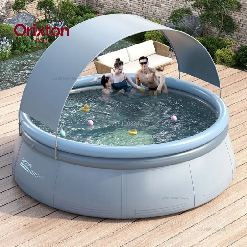 Summer Children Inflatable Toys Pool with Sunshade Tent Outdoor Water Party Inflatable Swimming Pool for Kids Adults No Air Pump