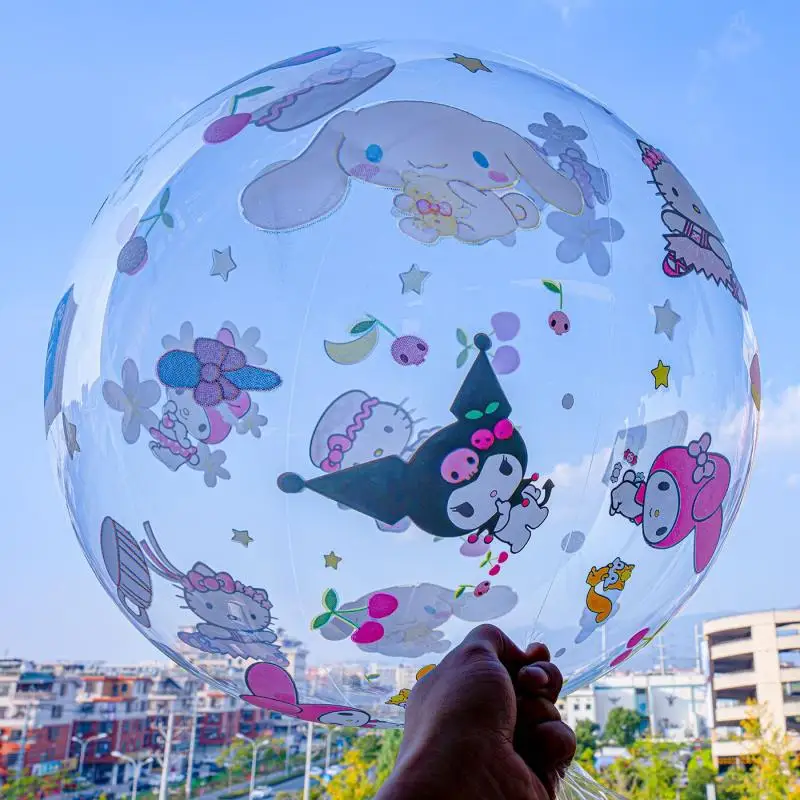 5 pz 24 pollici Sanrio cuore circolare Double Sided trasparente Wave Ball Outdoor Public Square Balloon decorazione di compleanno per bambini