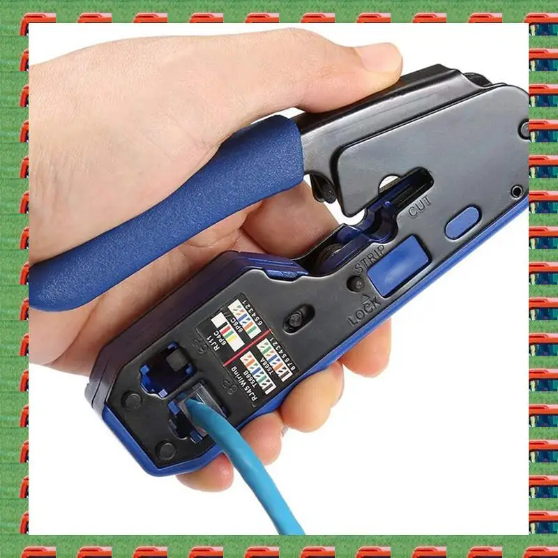 

Тестер сетевого кабеля ABMO, набор инструментов для обжима RJ45, набор инструментов для обжима CAT5 CAT5E CAT6, 100 шт., разъем RJ45 CAT6