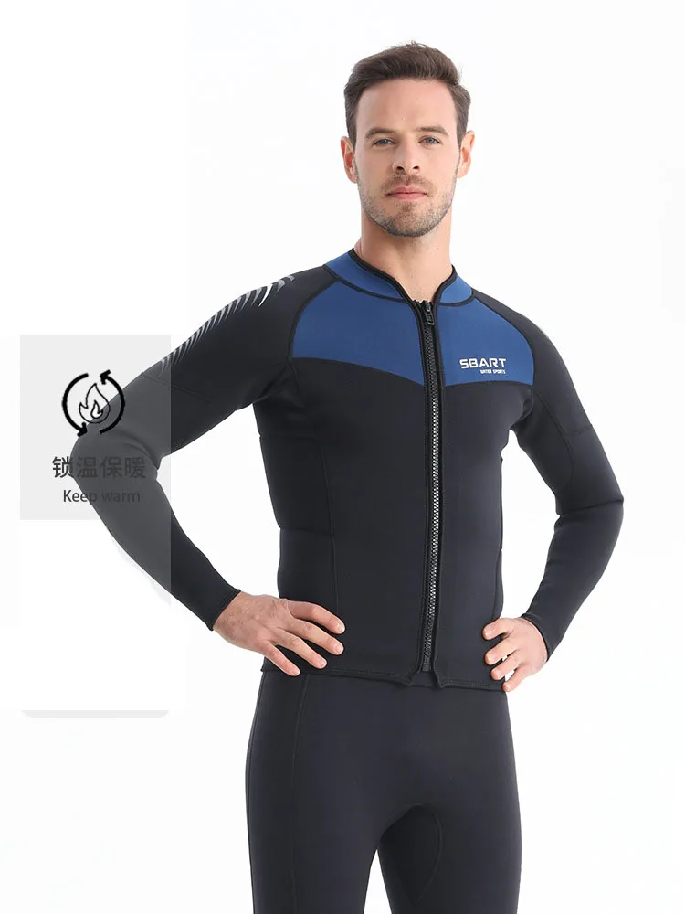 

Wetsuit Top Mens 1.5mm Neoprene Long Sleeve Jacket Front Zipper for Diving Snorkeling Surfing Kayaking Canoeing Shirt