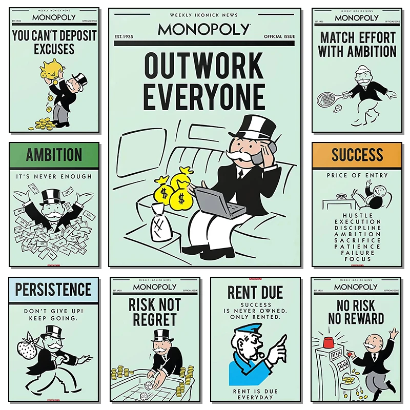 Póster e impresiones motivacionales de Alec Monopoly, citas inspiradoras, pintura en lienzo, imagen artística de pared para oficina, decoración para el hogar y la sala de estar