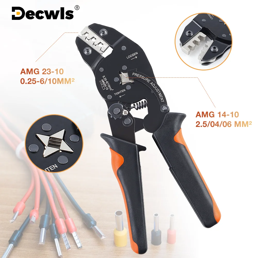 Crimpadora portátil, conectores 2 en 1 para casquillos y cables fotovoltaicos, AMG23-10, crimpadora de cables con trinquete, bricolaje, rápida y eficiente, crimpadora de terminales eléctricas