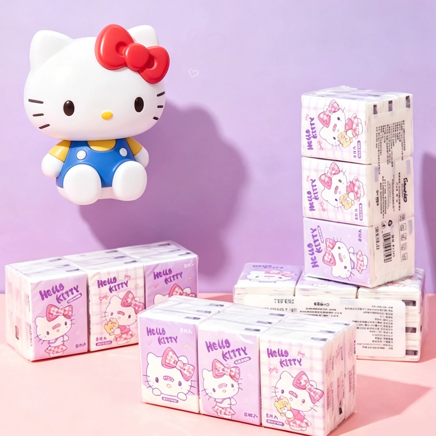 Hello-Kitty-Servietten mit Aufdruck, niedliches Charaktermuster, einzeln verpackt, Papiertücher für unterwegs, zum Essen, für den täglichen Gebrauch, als Geschenk. – Detail 6