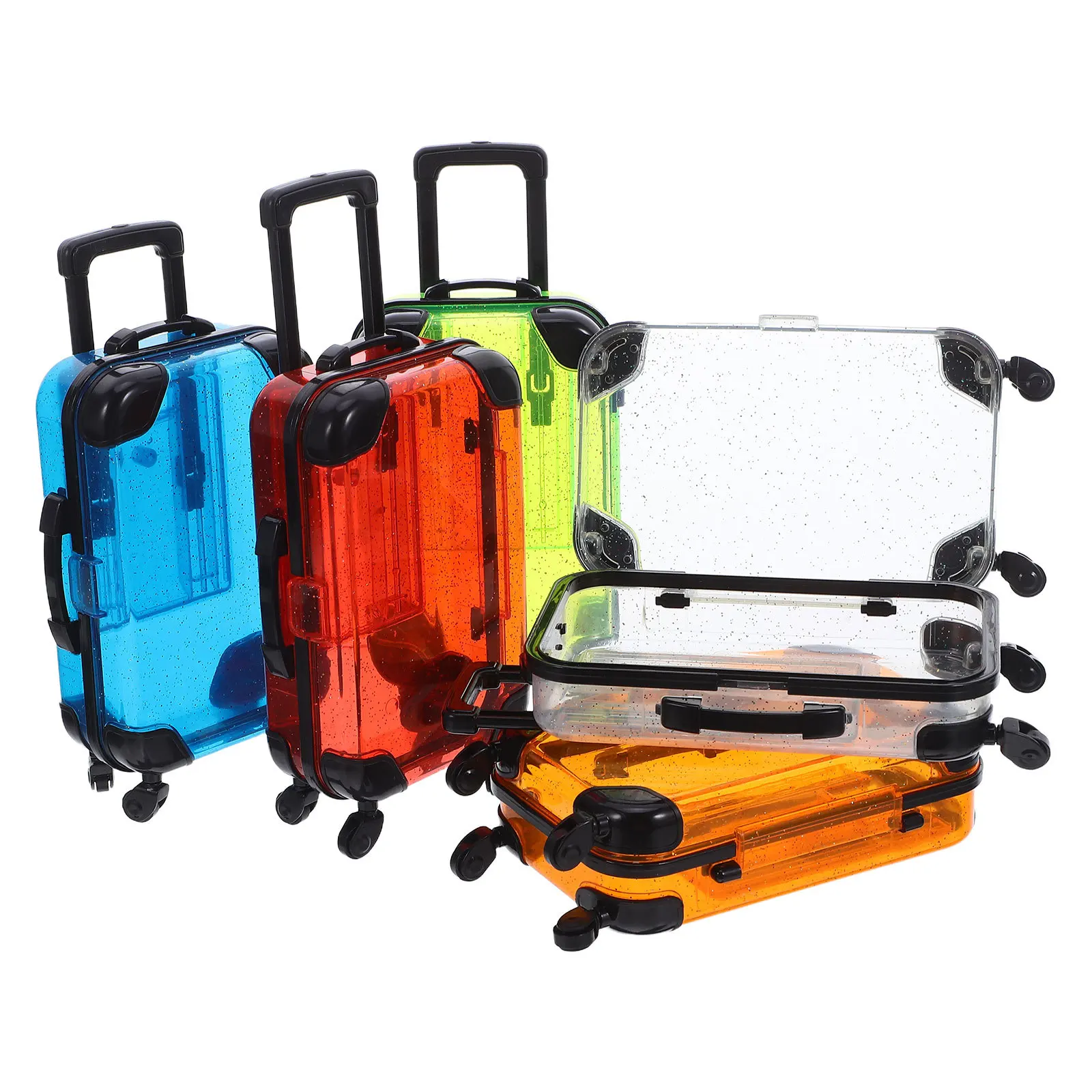 5 szt. Mini walizka dla dzieci zestaw podróżny zabawka walizka dla malucha z kółkami lekka przyjazna dla dzieci 6,6x3,3x2