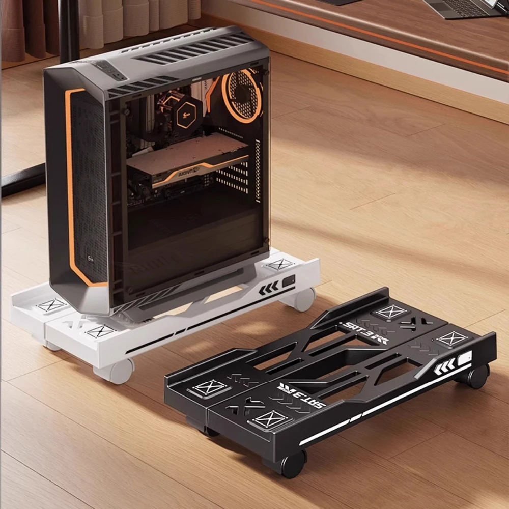 Nouveau support de CPU réglable, chariot de support pour PC, support mobile pour tour d'ordinateur avec roulettes, support de bureau réglable