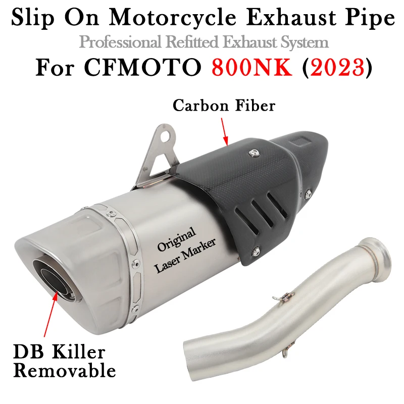 

Slip On For CFMOTO 800NK Modify 51MM Motorcycle Exhaust System Escape Moto Bike Mid Tube Muffler DB Killer With Middle Link Pipe