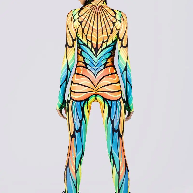 Sexy Damen Psychedelischer Netz-Cosplay-Jumpsuit Horror Halloween Festival Party Bodysuit Karneval Bühnenauftritt Eng Anliegend – Detail 26