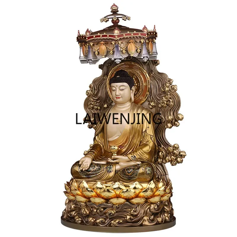 MJY enamel pure copper Amitabha Buddha statue Sakyamuni Sanbao Buddha statue