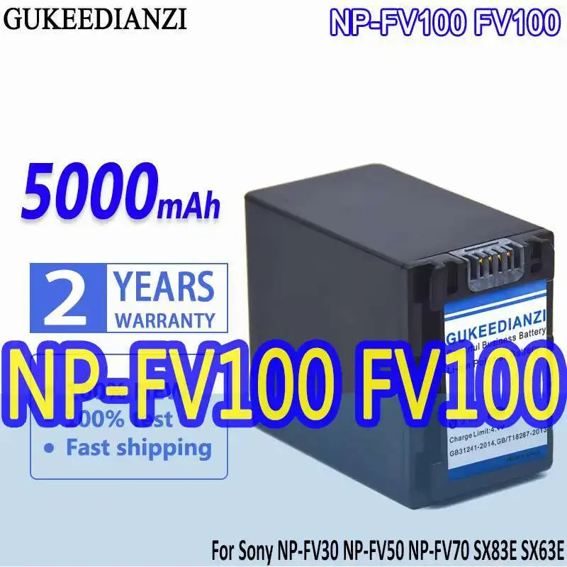 

For NP-FV30 NP-FV50 NP-FV70 SX83E SX63E Long Lasting Camera Battery 5000Mah NP-FV100 FV100 Good Low-Temperature Performance