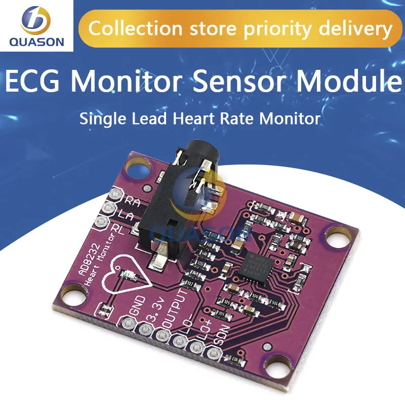 AD8232 ECG Physiological Measurement Heart Pulse ECG Monitor Sensor Module Single Lead Heart Rate Monitor Diy Kit forArduino