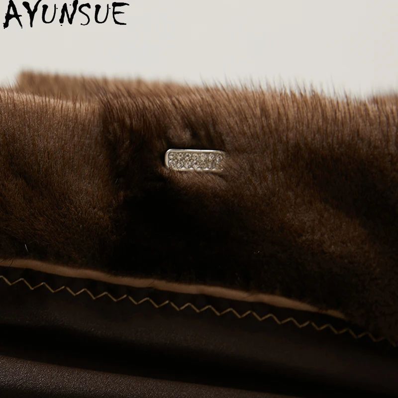 AYUNSUE Natural Mink Fur Coat Women Luxury Real Fur Jacket Whole Female Mink Womens Coats Winter Clothes 2025 Пальто Женское