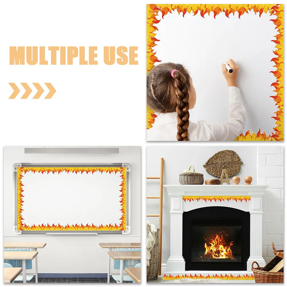 

Flames Chalkboard Border Sticker Fire Trim Coated Paper Stickers Bulletin Strips