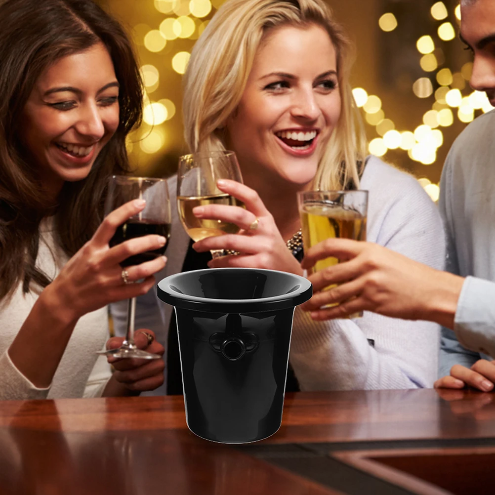 

Plastic Ice Bucket for Tasting Accessories Dual Handles Black Spittoon Portable Restaurant Cooling Barrels