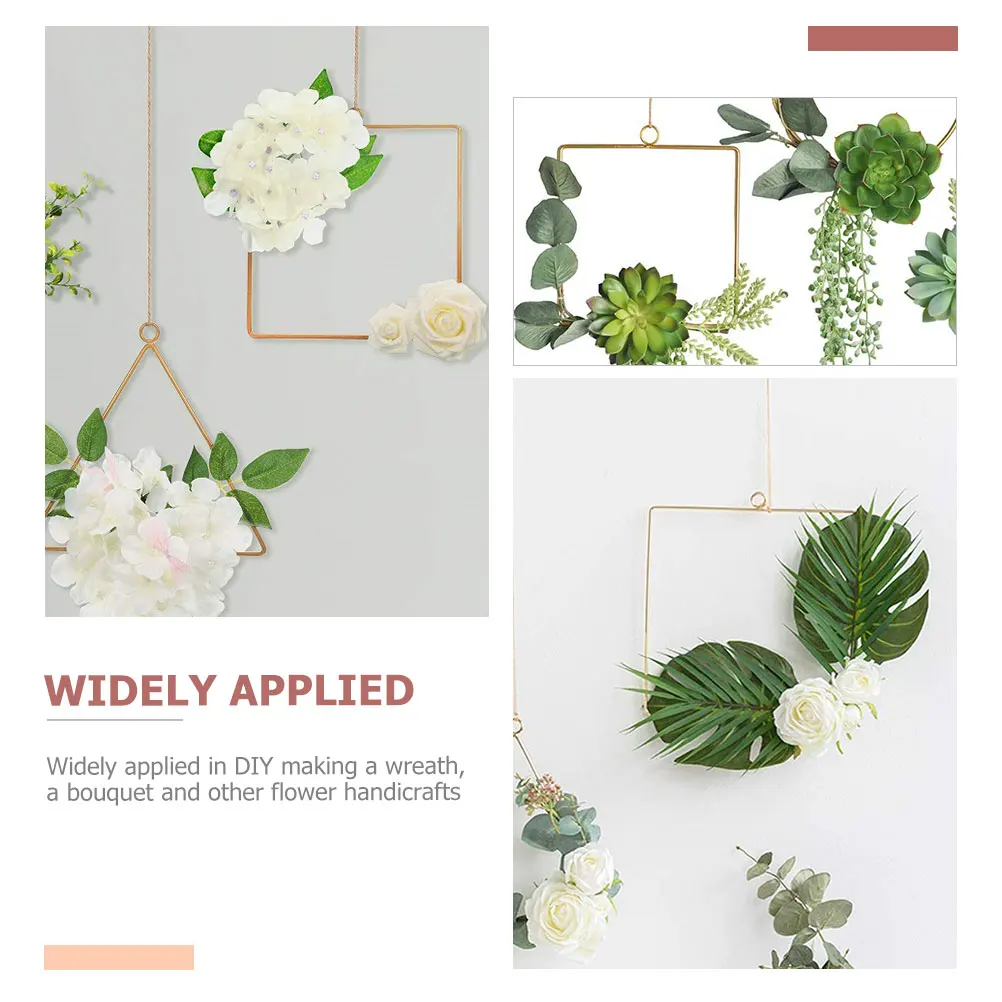 

Metal Triangle Wreath Frame Decorative DIY Craft for Wedding Anniversary Festival Rose Green Leaves Arrangement Hanging Flower