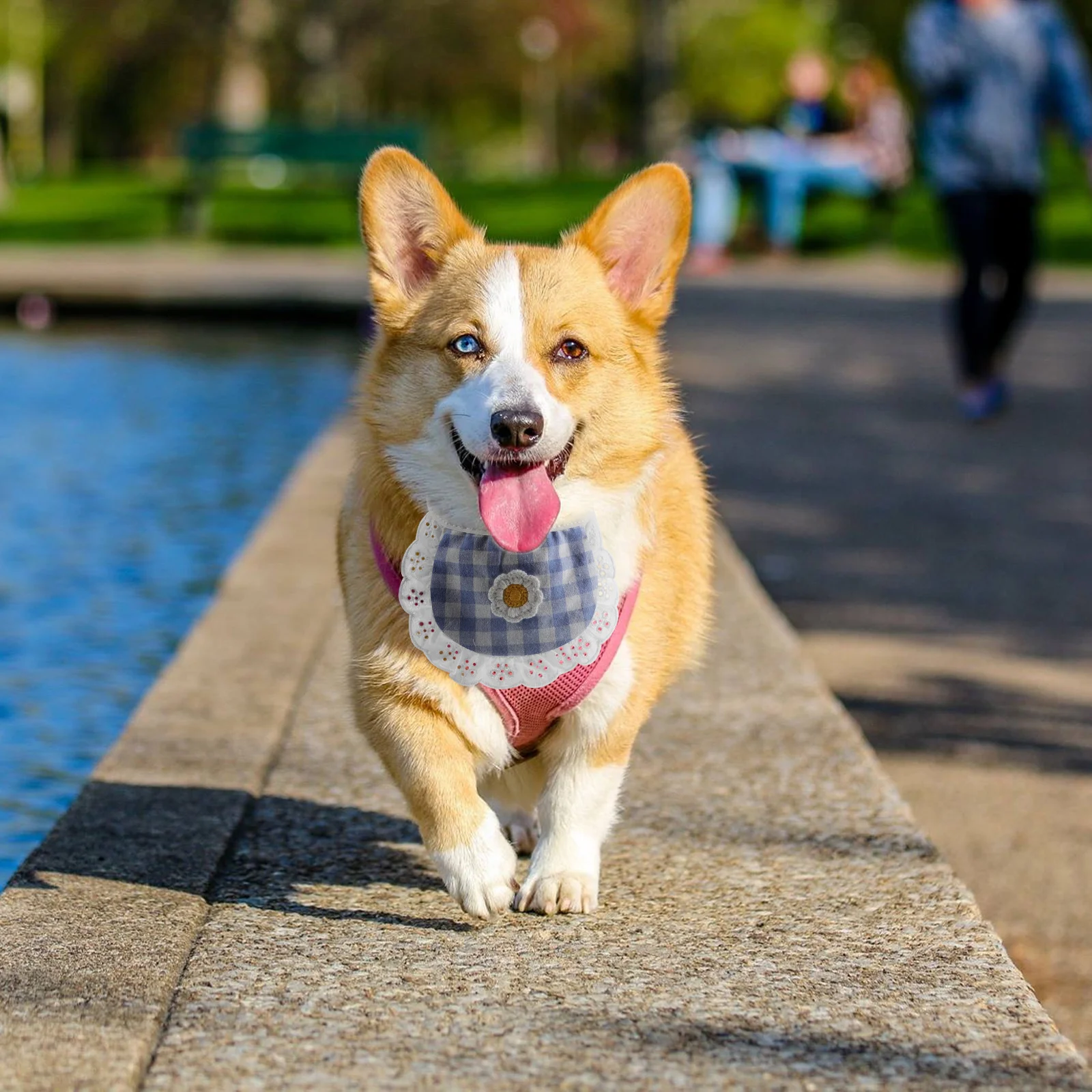 

Pet Neckerchief Pet Bandana Bib Cotton Washable Dog Scarf Plaid Floral Flower Pattern Drool Bib Small Dogs Cats