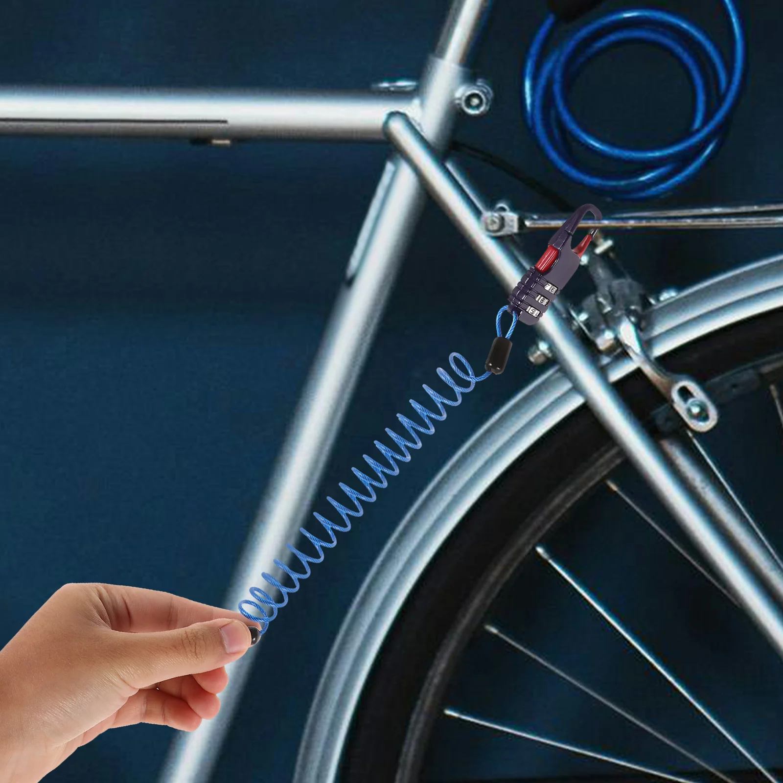 

Anti-Theft Bike Lock Resettable Combination Cable Steel Chain Portable Lock for Motorcycle Scooter Travel Luggage Pink