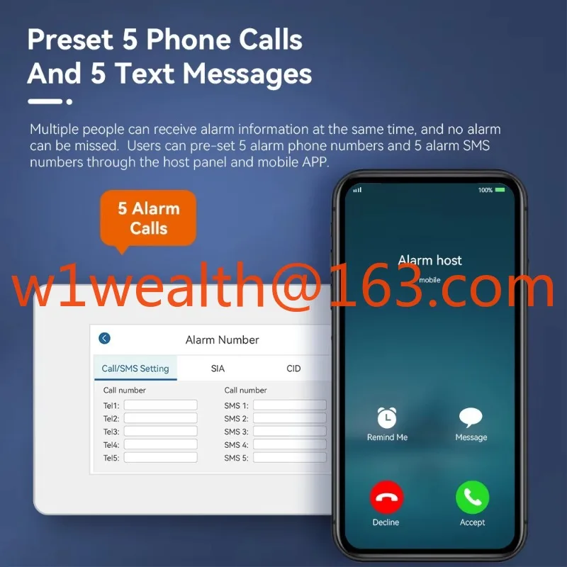 إصدارات جديدة لعام 2024، تطبيق حماية الأمان 4.3 بوصة، نظام إنذار أمان لاسلكي WiFi GSM مع 4 مناطق سلكية تدعم CMS #5