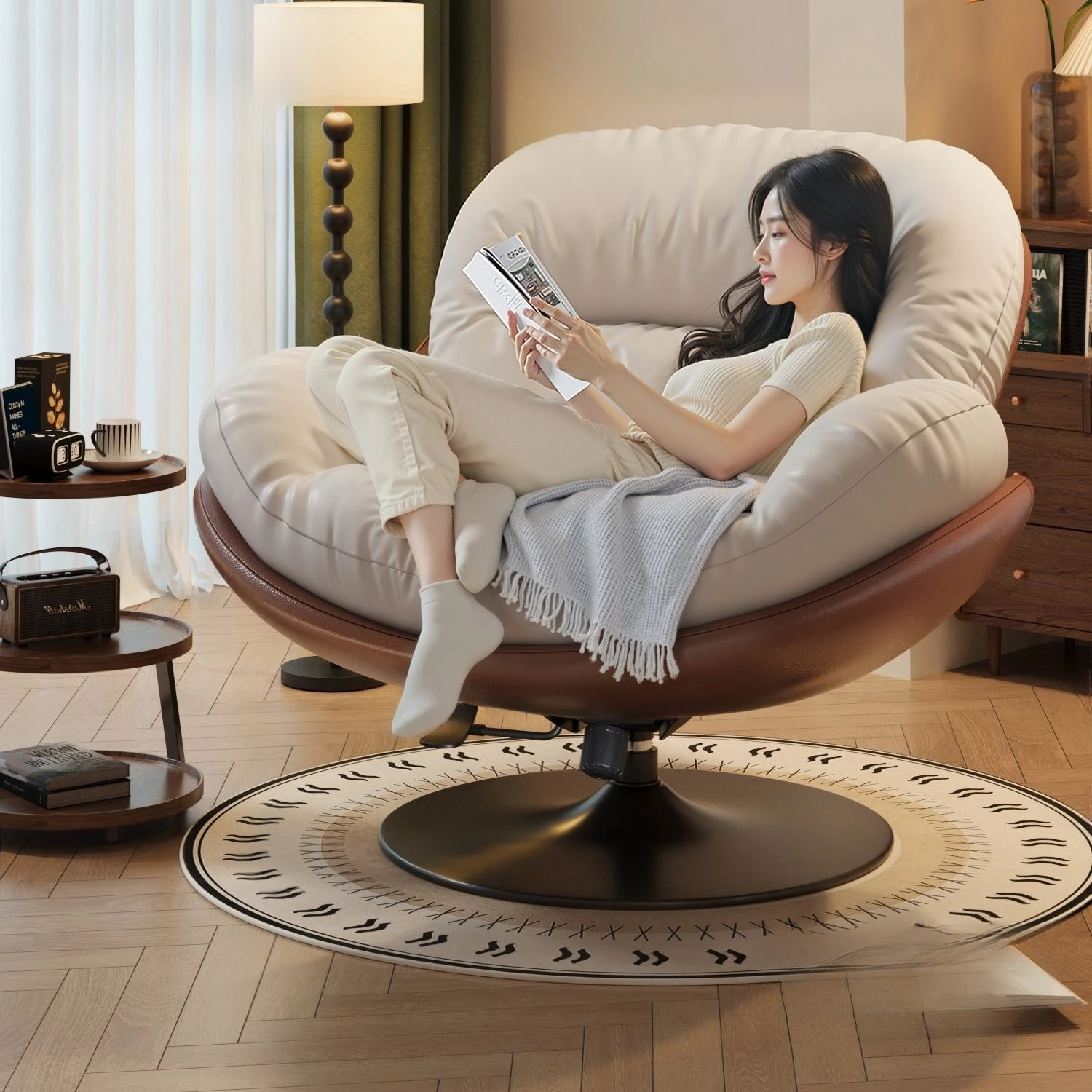 Balcony recliner living room nest leisure chair rotating eggshell chair lazy sofa reclining sleeping rocking chair single sofa