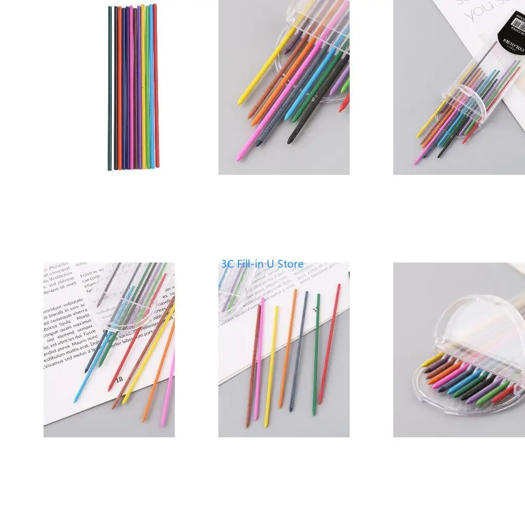 G8TA 12Pcs 2.0 mm Mechanical Pencil Colors 2B Refills Draft Drawing Writing Craf