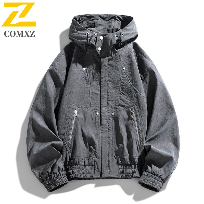 

Men Casual Jacket 2025 Spring and Autumn New Fashion Versatile Windproof Breathable Hooded Jacket Outdoor Travel Camping Jacket