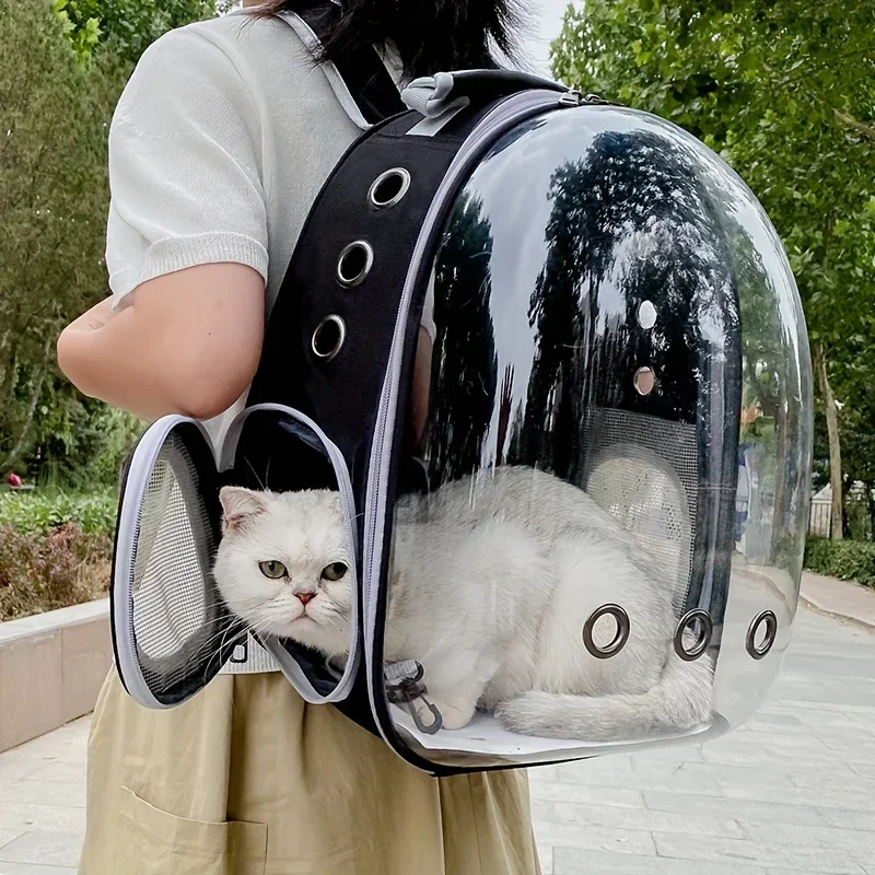 Portable Cat and Dog Carrying Bag Pet Going Out Space Capsule Backpack Cage Double Shoulder Breathable Transparent Waterproof