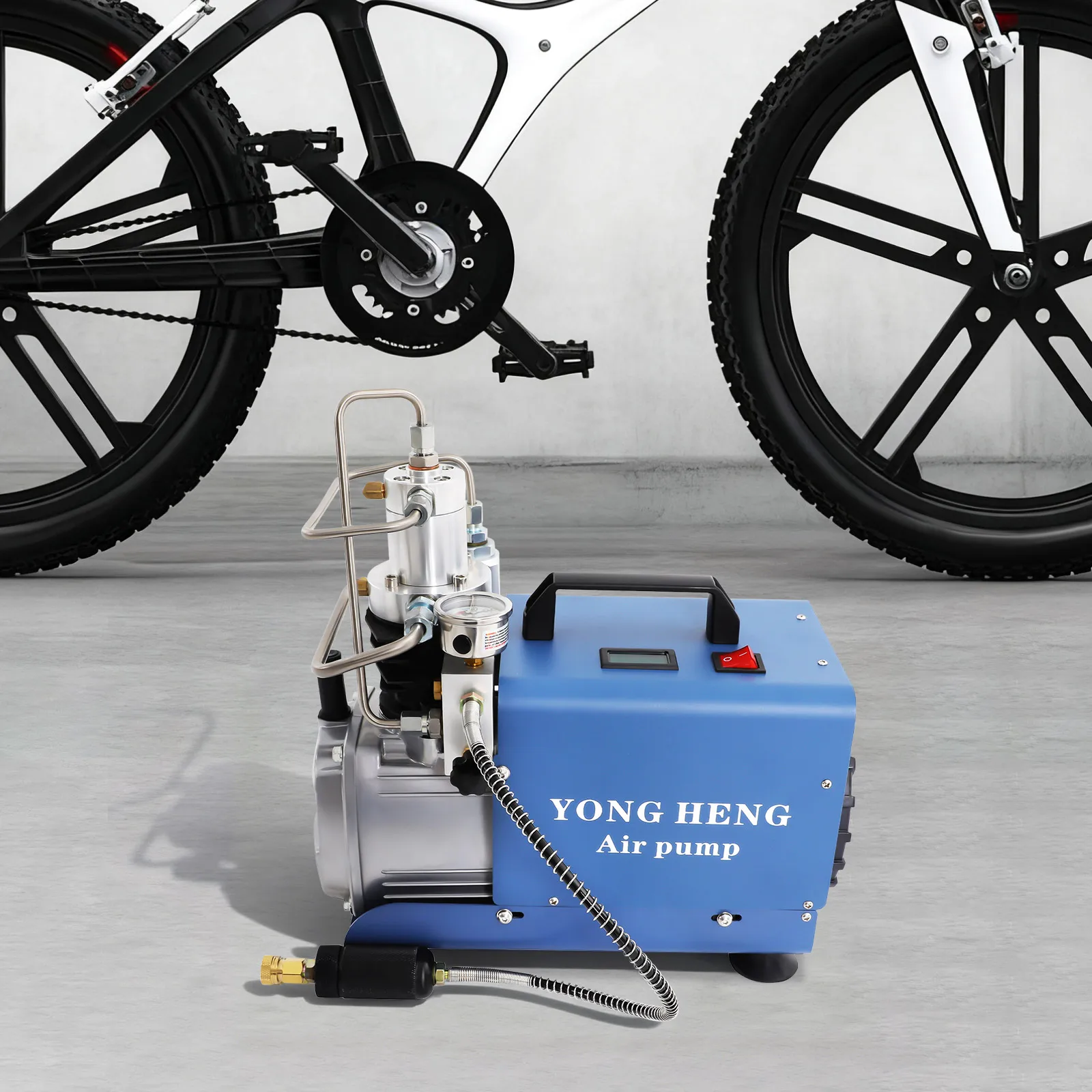 

110 В 1,8 кВт воздушный компрессор высокого давления, насос 30 МПа, 4500 фунтов на квадратный дюйм, электрический компрессор с двойным охлаждением, насос для тестирования утечек, надувная шина