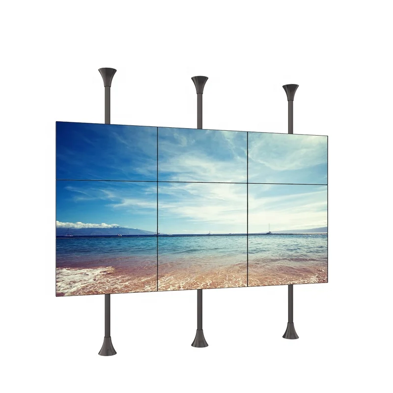 Rod Height Expandable Modular TV Ceiling to Floor Mounting Bracket for Splicing Screens