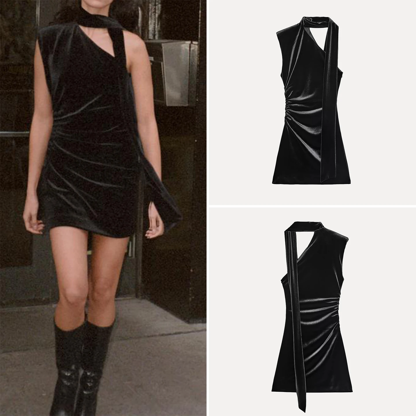 Ele lenço de veludo ort Dr Faionable vestido feminino Z nova temporada de outono 2025 Svel Slim Fit uso diário