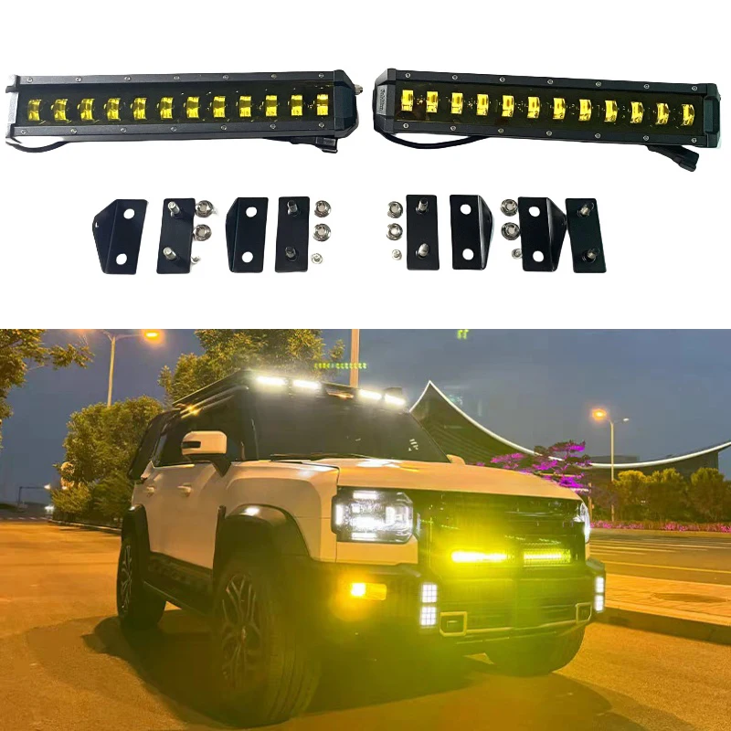 Car Grille Long Strip Spotlight Fit for JETOUR Traveler T2 2023-2024 Modified Grille LED Grille Light Car Exterior Accessories