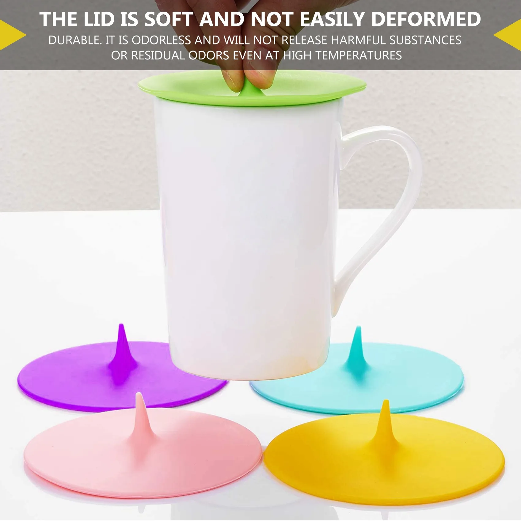 RIRI Silicone Cup Lids Drop Cup Cover 8 Set Anti-Dust Airtight Seal Mug Cover Silicone Drink Bowl Lids Hot Cup Lids