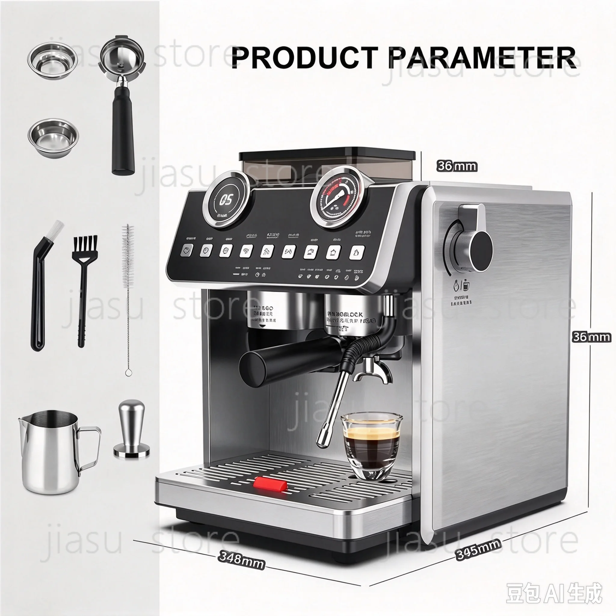 Best Custom Dual Boiler Espresso Machine with 2.7L Water Tank Multifunctional Coffee Maker Stainless Steel Grinder for Hotels