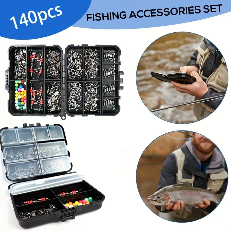Equipo pesca principiantes con plomos anzuelos señuelos y caja portátil - imagen 5