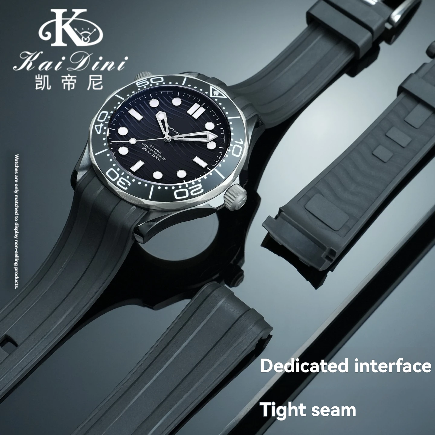 

High quality Curved end Fluoroelastomer Watchband For Omega Seamaster 210.62 210.92 Watch 43.5mm FKM Bracelet Watch Band 21mm