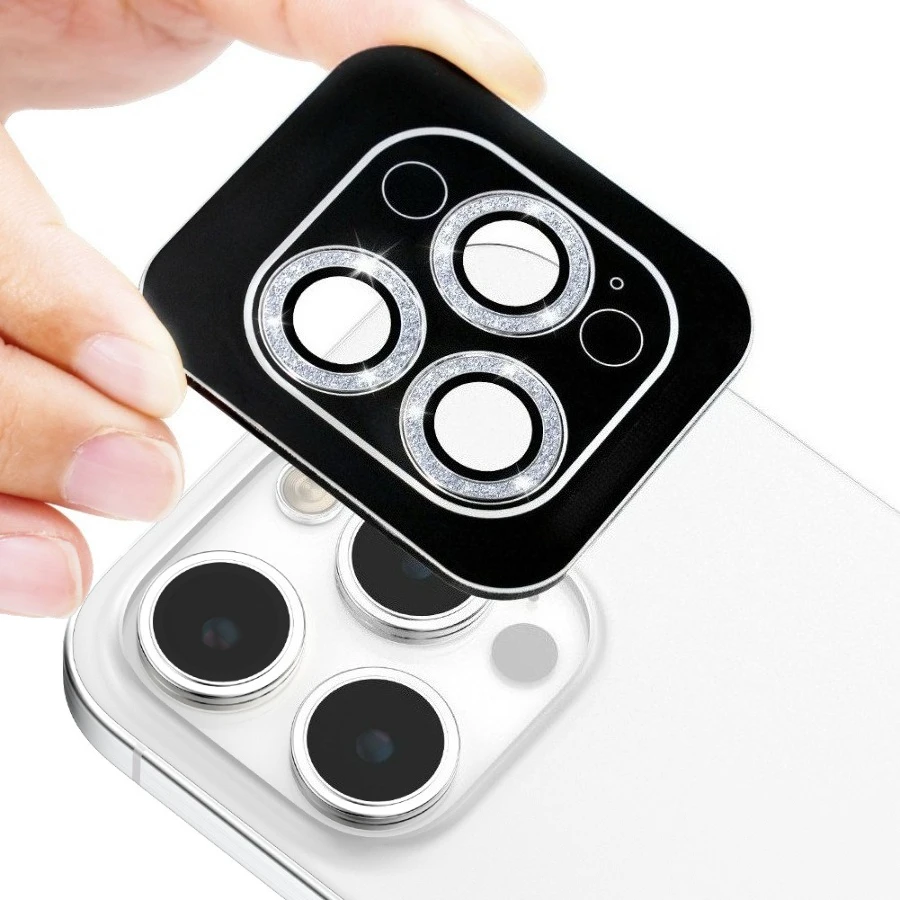 Glitzer-Glas-Metall-Ring-Kameraschutz für iPhone 17 16 15 14 13 Pro Max Plus – Vollständiger Linsenschutz, kratzfest
