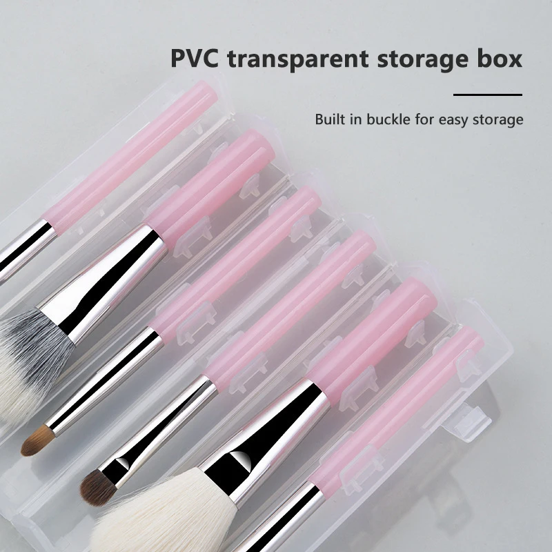 ポータブルメイクブラシセット,収納バケツ,ミニトラベルメイクツール,ソフトパウダーブラシ,アイシャドウとリップカラー,6個