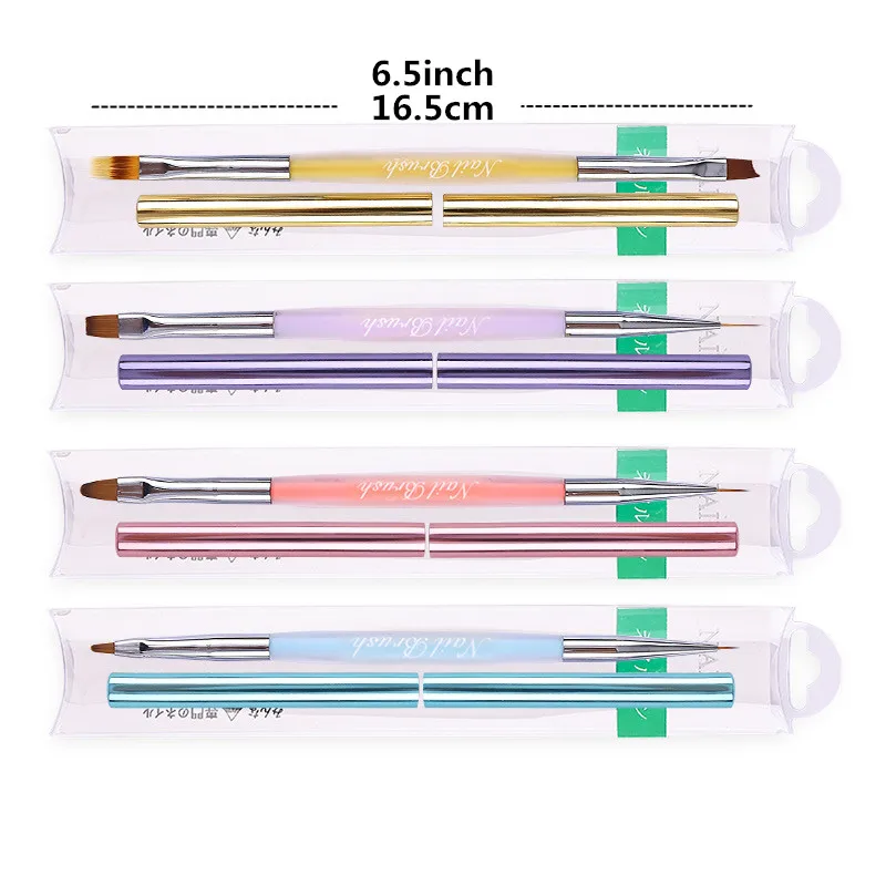 Double Head Crystal Handle Nail Brush Liner Brush Painting Pen Gel Brush Crystal Nail Art Manicure