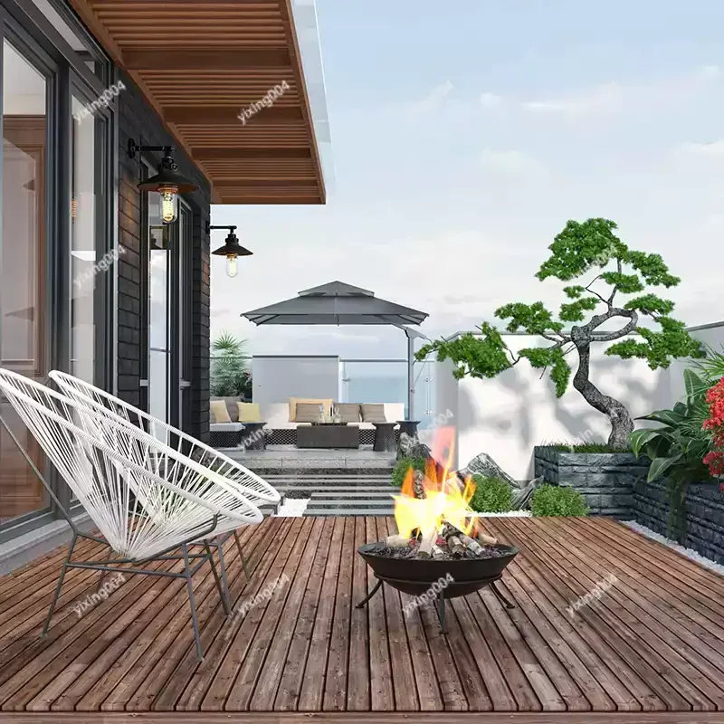 Portable Forged Iron Fire Pit, Indoor Outdoor Bonfire Brazier for Patio Backyard