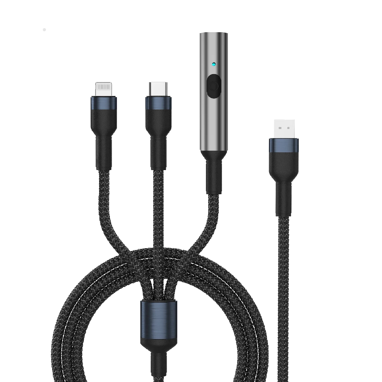 Универсальный зарядный кабель 3 в 1, с USB-портом типа C и прикуривателем