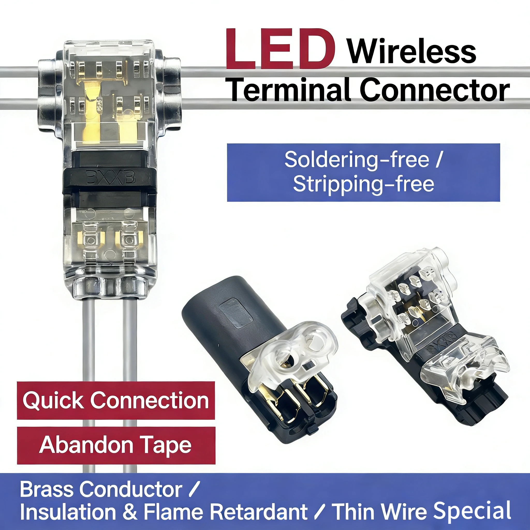 T1 T2 Automotive Wire Terminal Quick Connect Snap In No Welding Electrical Connector No Stripping Fast Cable Connection