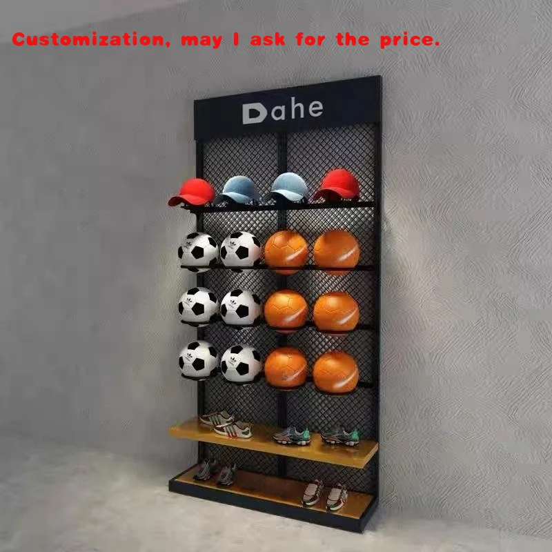 custom.Sport Shoe Basketball Display Shop Shelves Sports Equipment Store Display Racks and Cashier Counter with