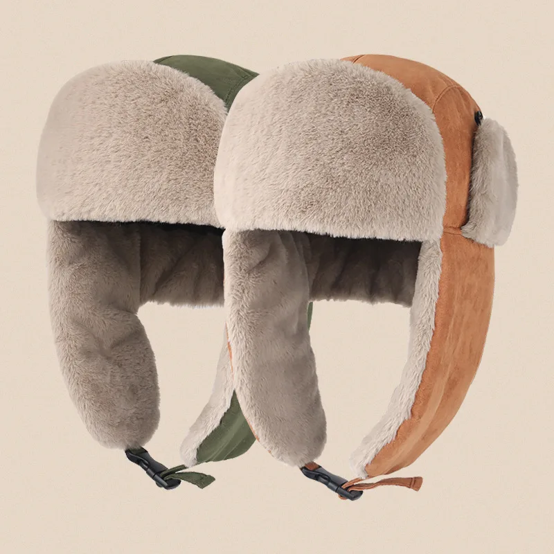 Warmth-Retaining Lei Feng Hat for Women Outdoor Cold-Weather Hat Fashionable Dual-Purpose Pilot Cap Men's Ski Beanie