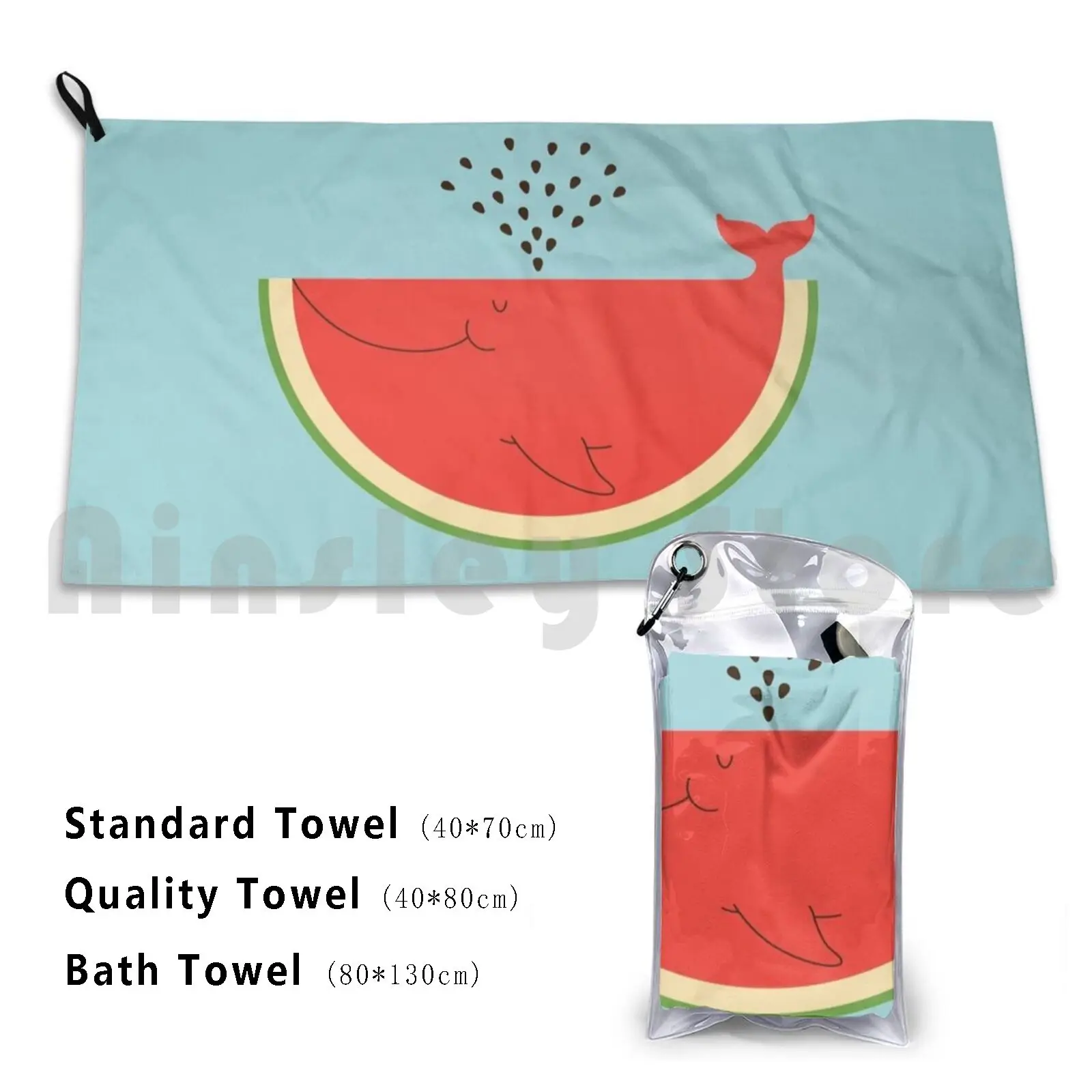 Watermelon Whale Bath Towel Beach Cushion Whale Watermelon Red Fruit Tropical Summer Beach Fish Most Creative Art