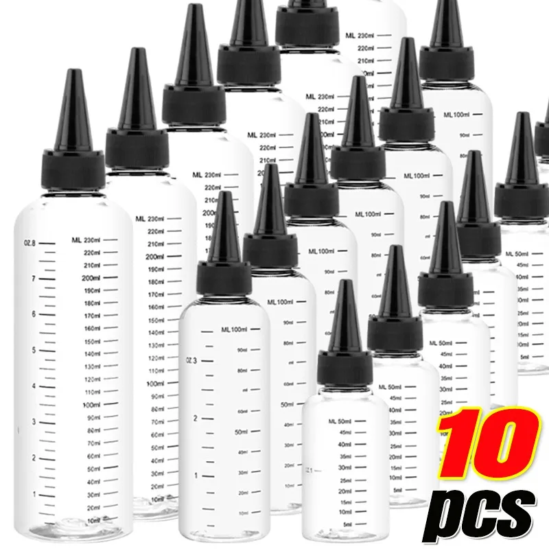 

Plastic Squeeze Bottle Reusable Kitchen Sauce Oil Dispenser With Scale Hair Dye Empty Liquid Empty Container Bottle 50/100/230ML