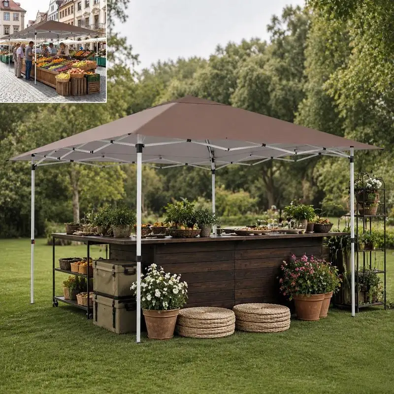 Winterfester Pavillon mit UV-Schutz 50+ & Tasche, Wasserdicht, Faltbarer Pavillon, Pop-Up-Pavillon, Braun