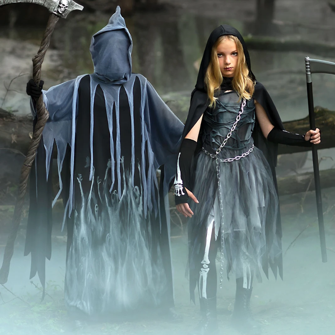 

Halloween Cosplay Costumes Grim Reaper Scary Skeleton Costume Grim Reaper Ghost Robe Send Props