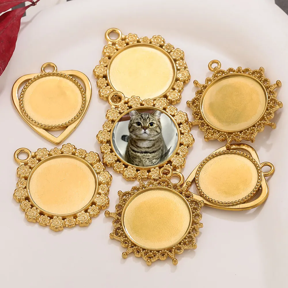 

3PCS Stainless Steel Charms Vintage Gold Plated Pendant Accessories DIY Jewelry Bases Connectors for Women's Necklaces Wholesale