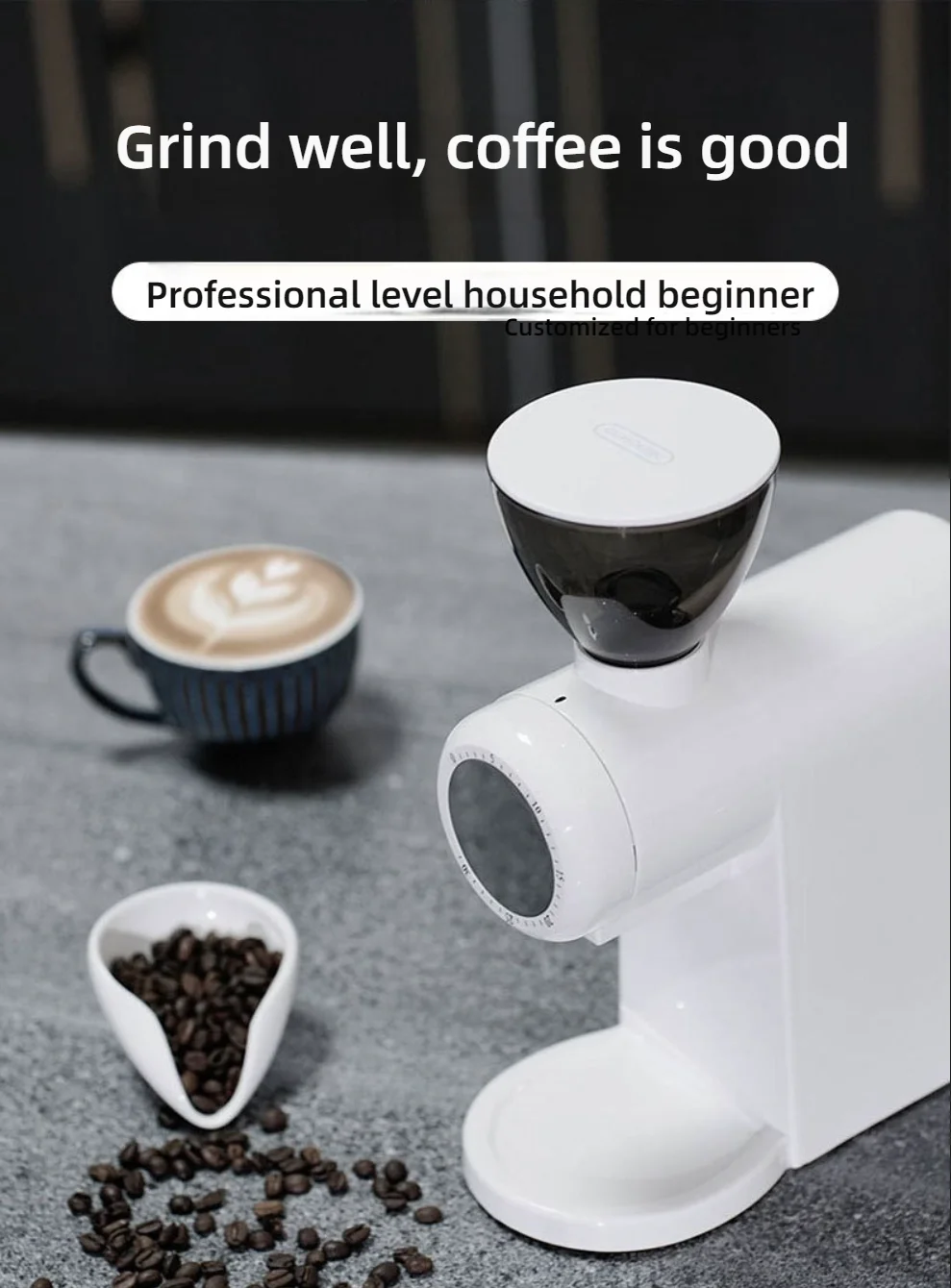 CAFOVO G1004A Electric Coffee Grinder 48mm Flat Burr Plasma Anti-Static Technology for Espresso Pour Over French Press Home Use