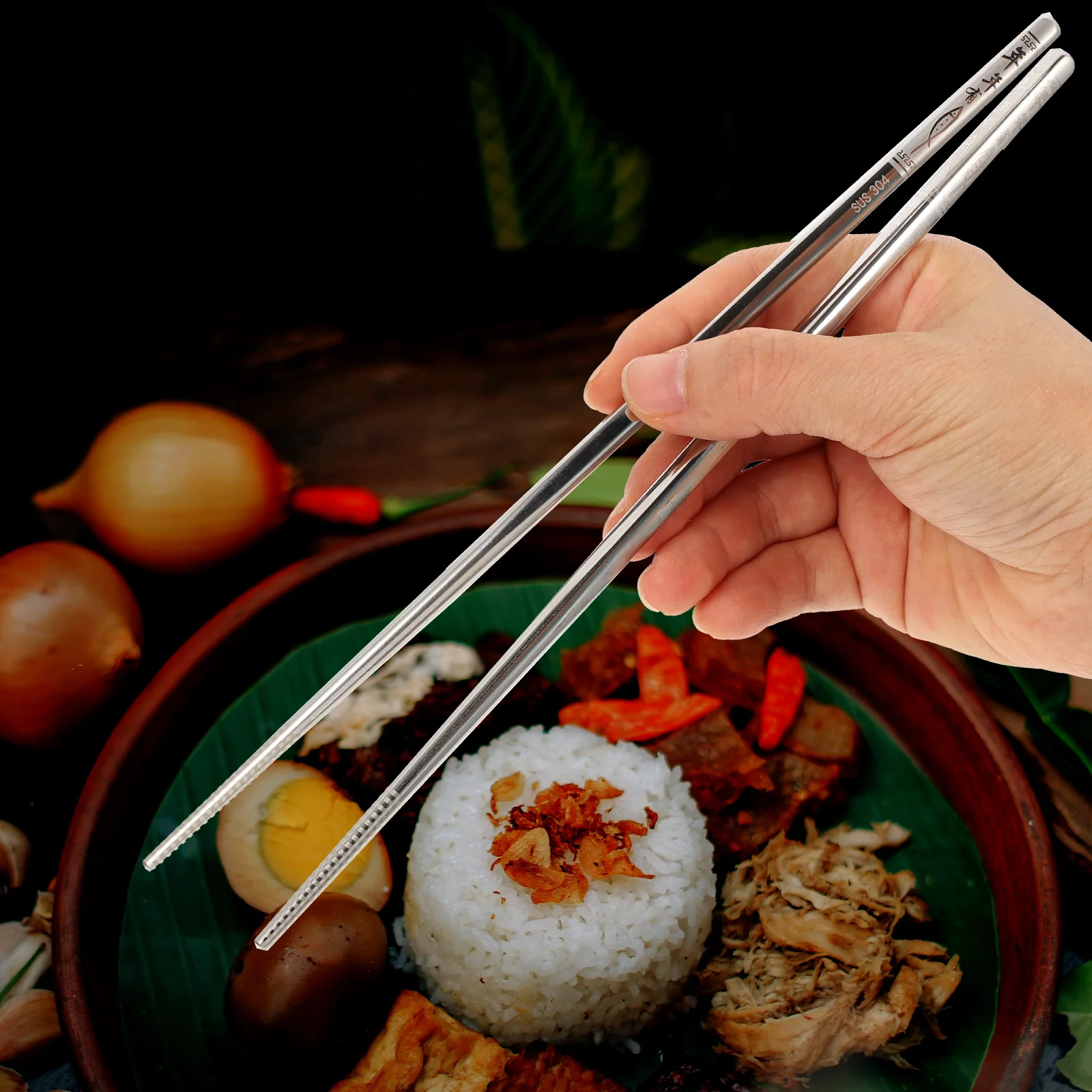 

5 Pairs Stainless Steel Chopstick Set Reusable Chopsticks Metal Gift Serving Cutlery Tableware
