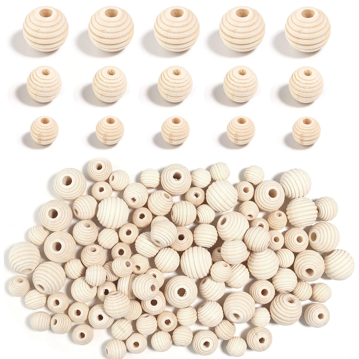 20-50pcs/lot Natural Wooden Beads Threaded Wooden Loose Beads For Necklace Bracelet Charms For DIY Jewelry Making Accessories