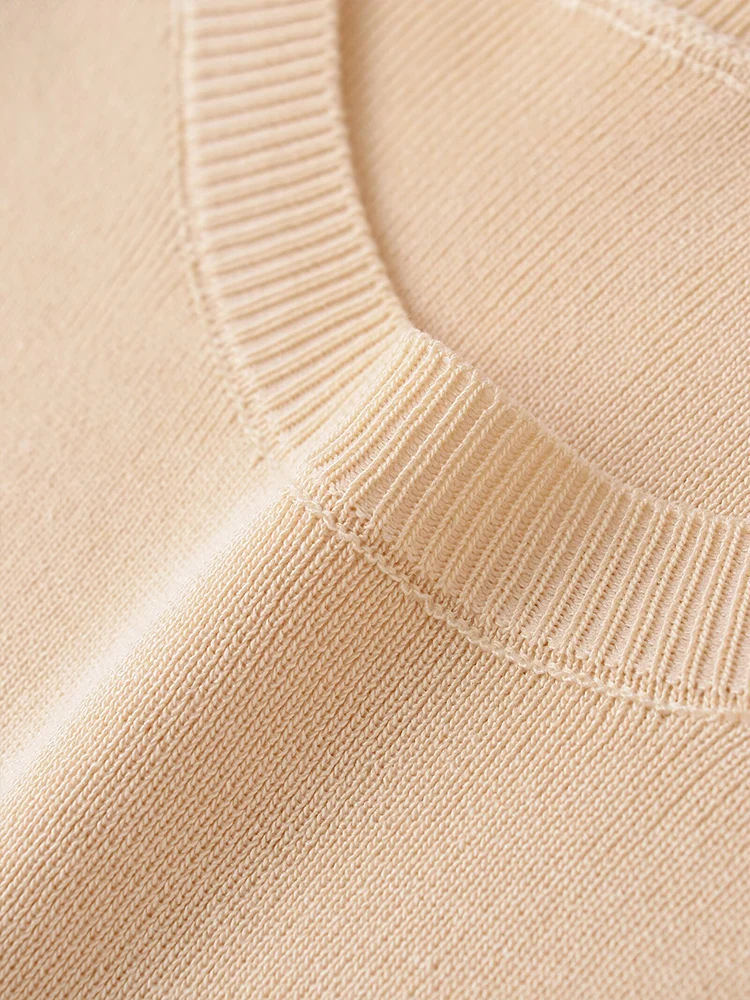 European and American style autumn new fashion trend women's casual wear padded shoulder round neck short sleeve knitted top